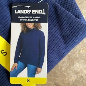 - Lands end ladies waffle funnel neck top